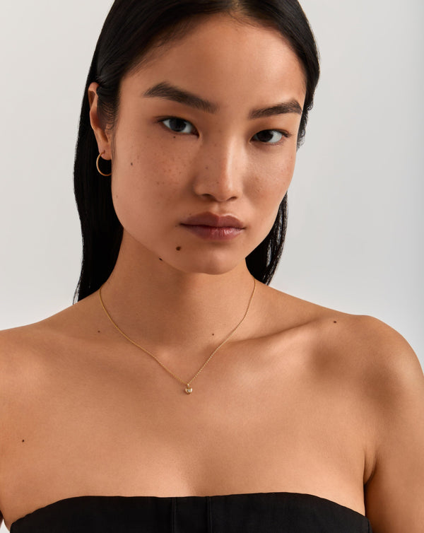 Missoma 14ct Solid Gold Diamond Heart Mini Pendant Necklace