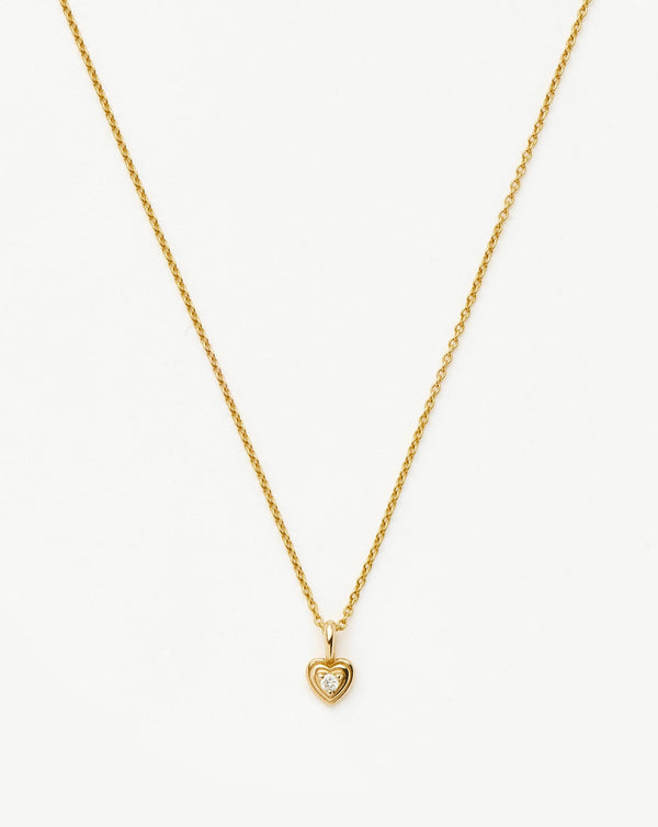 missoma 14ct Solid Gold Diamond Heart Mini Pendant Necklace