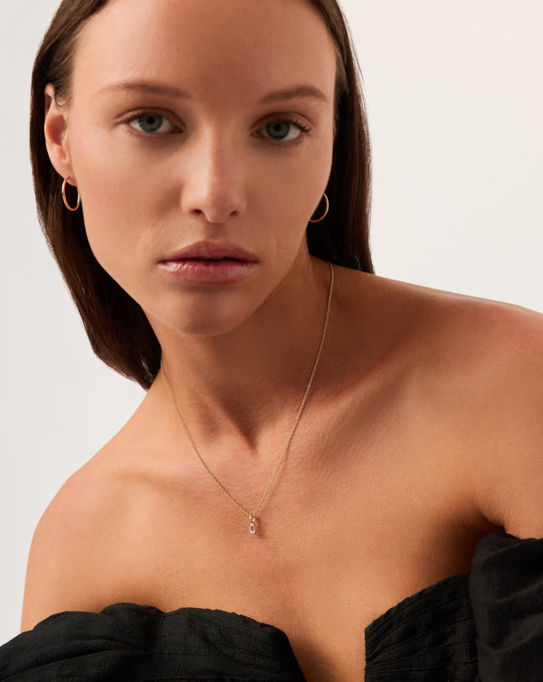 Missoma 14ct Solid Gold Diamond Initial Mini Pendant Necklace - C