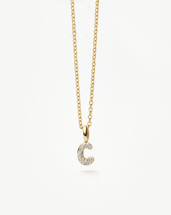 Missoma 14ct Solid Gold Diamond Initial Mini Pendant Necklace - C