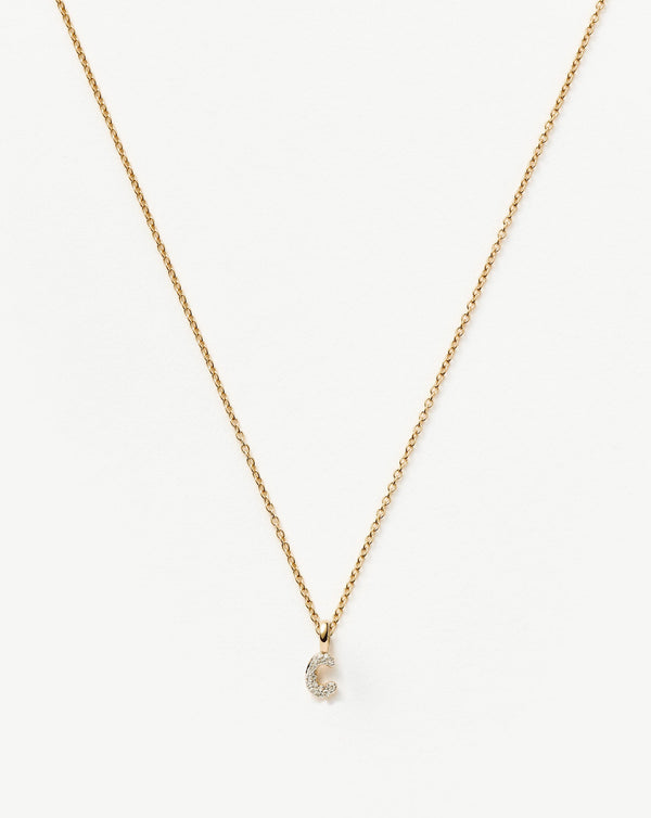 missoma 14ct Solid Gold Diamond Initial Mini Pendant Necklace - C
