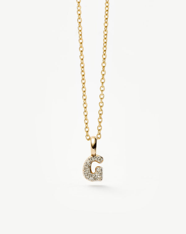 Missoma 14ct Solid Gold Diamond Initial Mini Pendant Necklace - G