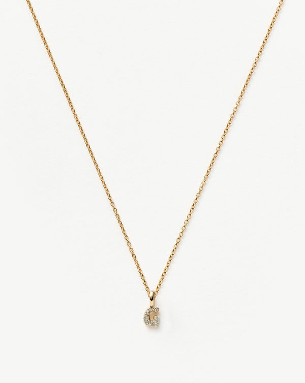missoma 14ct Solid Gold Diamond Initial Mini Pendant Necklace - G