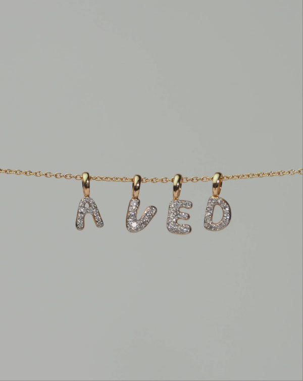 Missoma 14ct Solid Gold Diamond Initial Mini Pendant Necklace - E