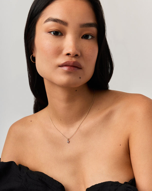 Missoma 14ct Solid Gold Diamond Initial Mini Pendant Necklace - H