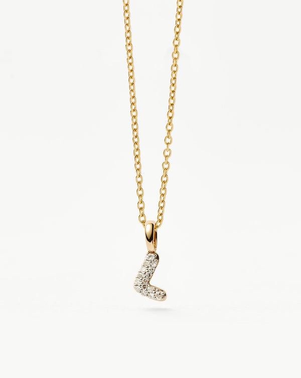Missoma 14ct Solid Gold Diamond Initial Mini Pendant Necklace - L
