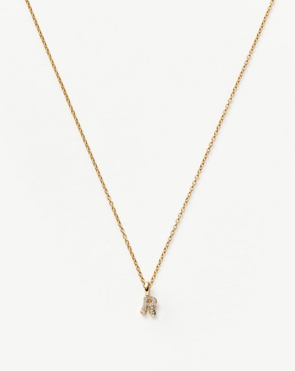 missoma 14ct Solid Gold Diamond Initial Mini Pendant Necklace - R
