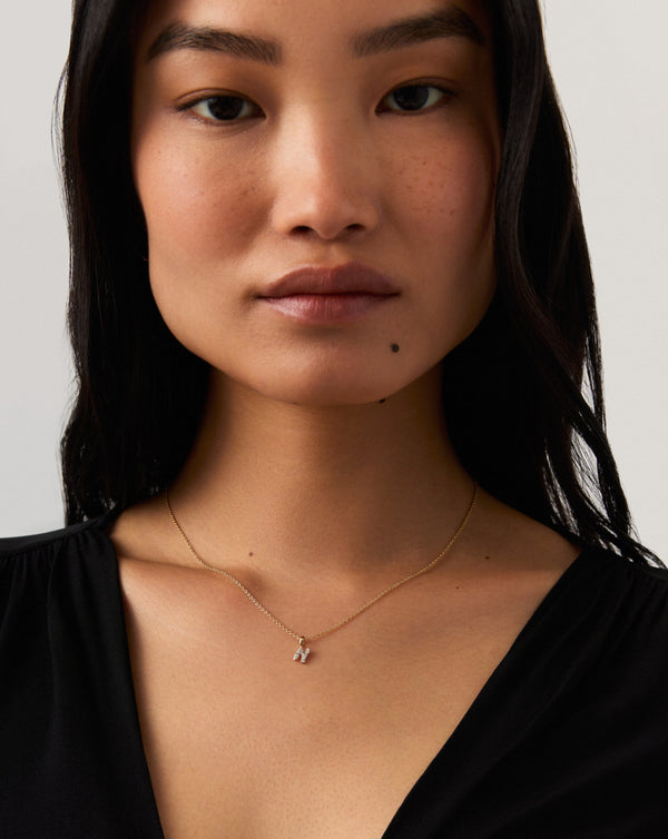 Missoma 14ct Solid Gold Diamond Initial Mini Pendant Necklace - N