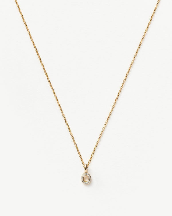 missoma 14ct Solid Gold Diamond Initial Mini Pendant Necklace - O