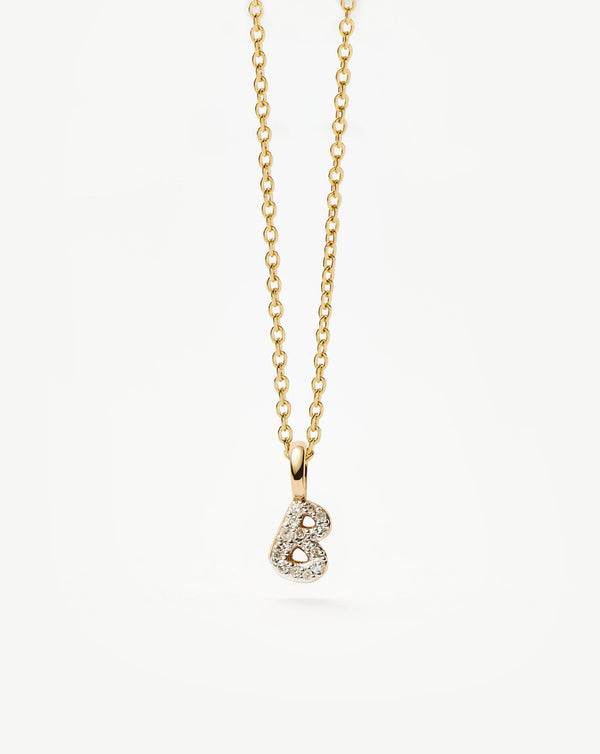 Missoma 14ct Solid Gold Diamond Initial Mini Pendant Necklace - B