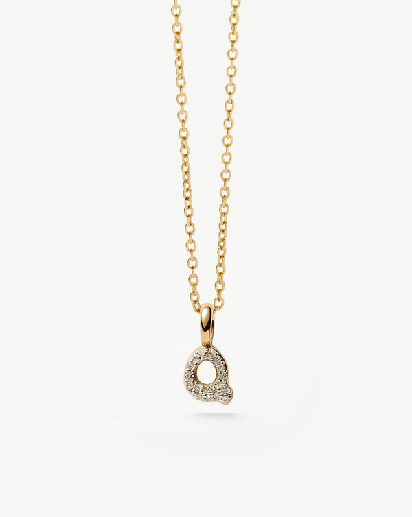 Missoma 14ct Solid Gold Diamond Initial Mini Pendant Necklace - Q