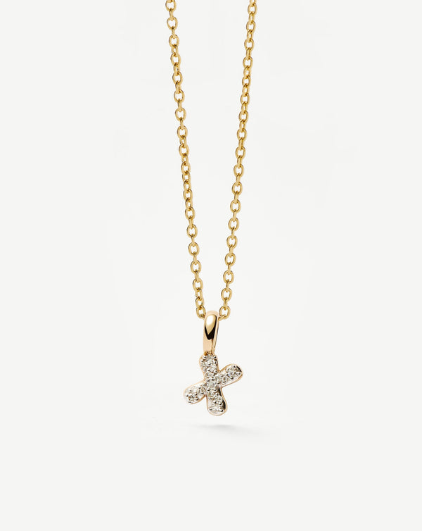 Missoma 14ct Solid Gold Diamond Initial Mini Pendant Necklace - X