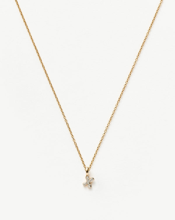 missoma 14ct Solid Gold Diamond Initial Mini Pendant Necklace - X