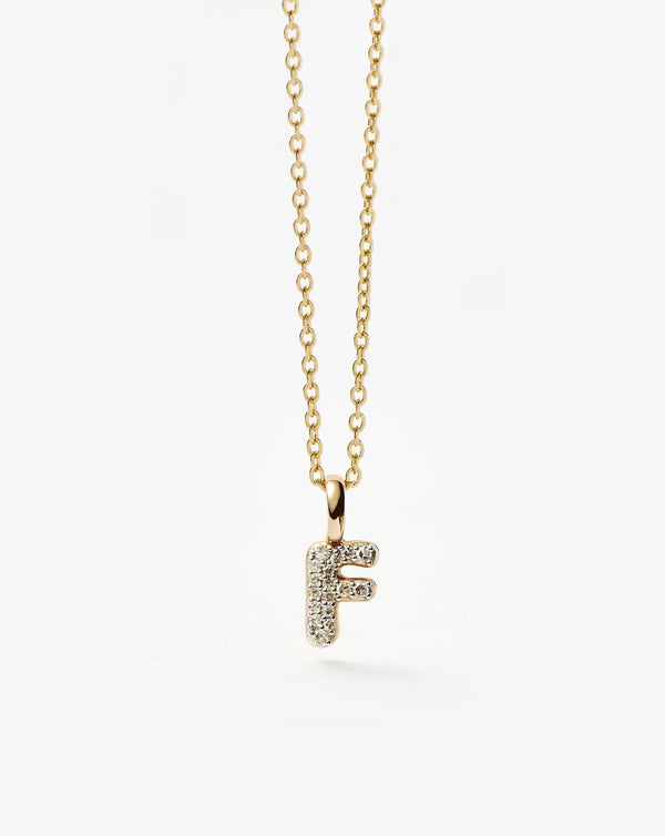 Missoma 14ct Solid Gold Diamond Initial Mini Pendant Necklace - F