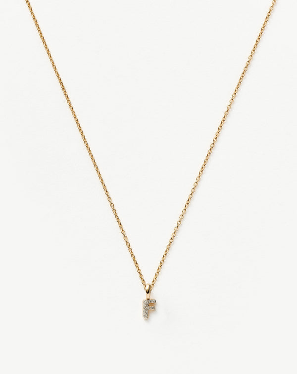 missoma 14ct Solid Gold Diamond Initial Mini Pendant Necklace - F