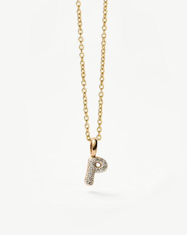 Missoma 14ct Solid Gold Diamond Initial Mini Pendant Necklace - P