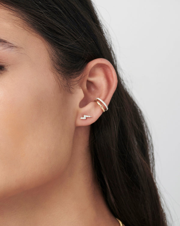 Missoma 14ct Solid Gold Diamond Lightning Stud Earrings