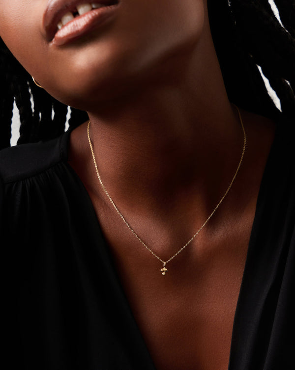 Missoma 14ct Solid Gold Diamond Mushroom Mini Pendant Necklace