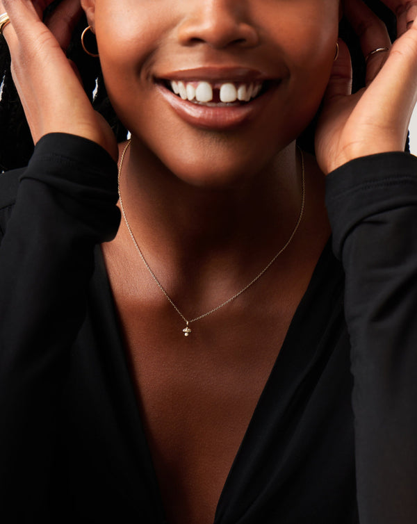 Missoma 14ct Solid Gold Diamond Mushroom Mini Pendant Necklace