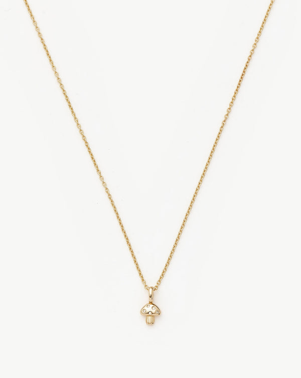 missoma 14ct Solid Gold Diamond Mushroom Mini Pendant Necklace