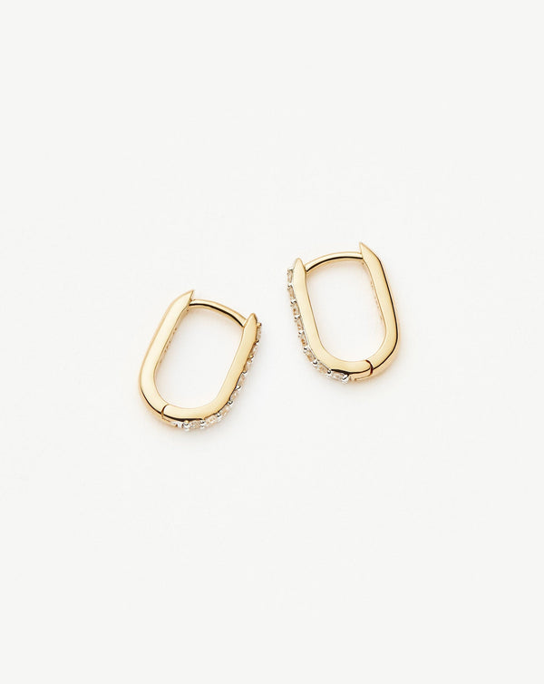 Missoma 14ct Solid Gold Diamond Ovate Mini Hoop Earrings