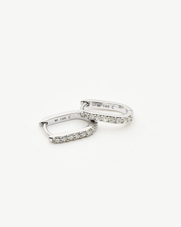 Missoma 14ct Solid Gold Diamond Ovate Mini Hoop Earrings UK