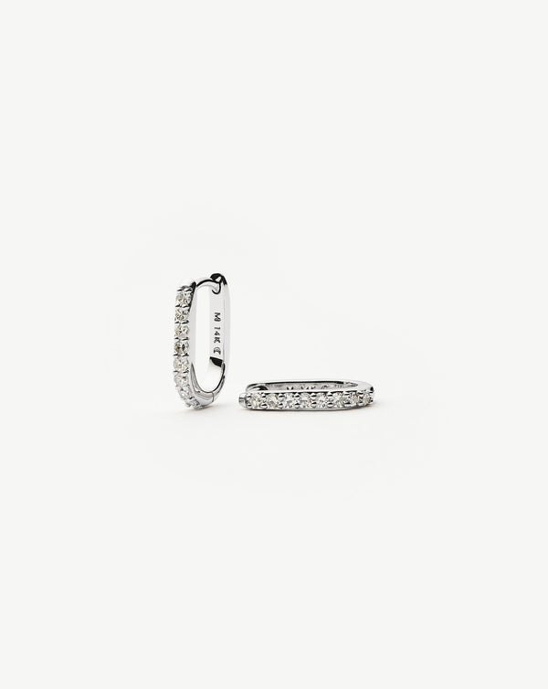 missoma 14ct Solid Gold Diamond Ovate Mini Hoop Earrings UK