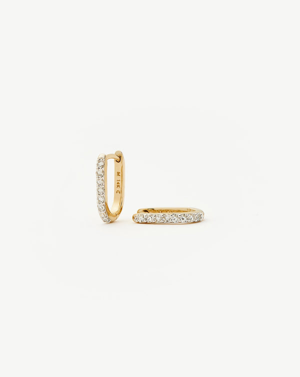 missoma 14ct Solid Gold Diamond Ovate Mini Hoop Earrings