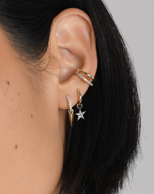 Missoma 14ct Solid Gold Diamond Single Star Charm Hoop Earring