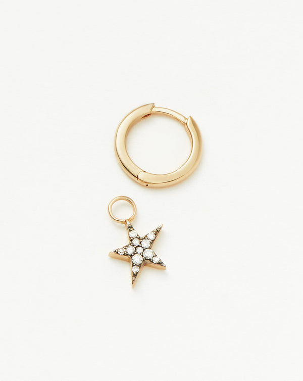 Missoma 14ct Solid Gold Diamond Single Star Charm Hoop Earring