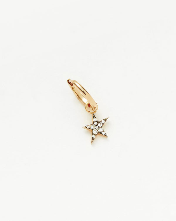 missoma 14ct Solid Gold Diamond Single Star Charm Hoop Earring
