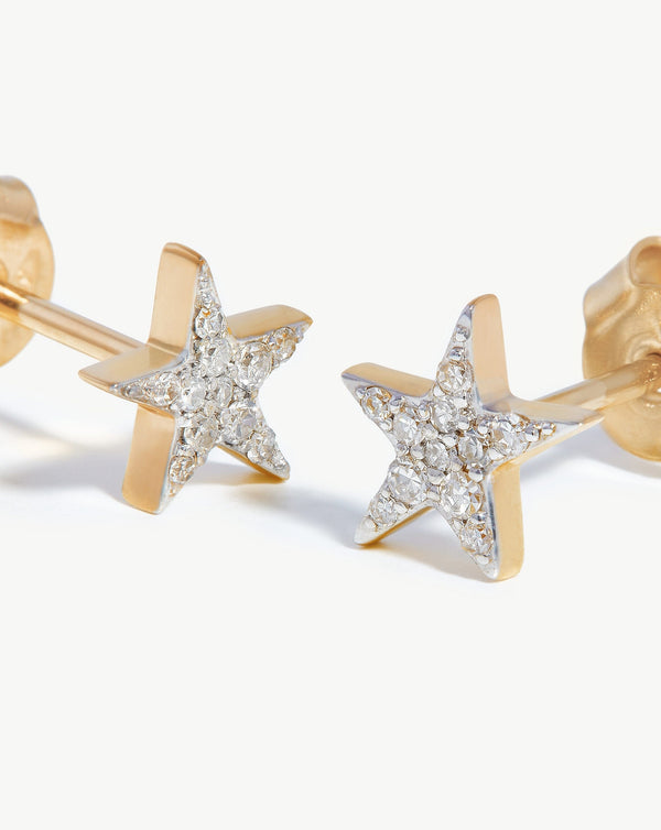 Missoma 14ct Solid Gold Diamond Small Star Stud Earrings