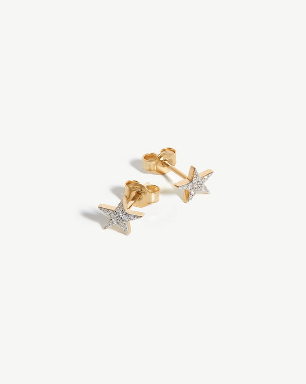 missoma 14ct Solid Gold Diamond Small Star Stud Earrings