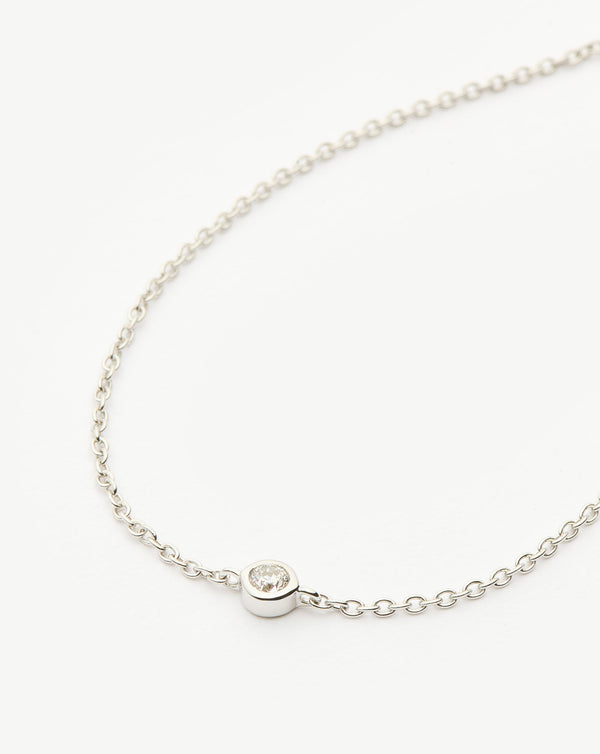 Missoma 14ct Solid Gold Diamond Solitaire Bracelet | 14ct Solid White Gold/Diamond