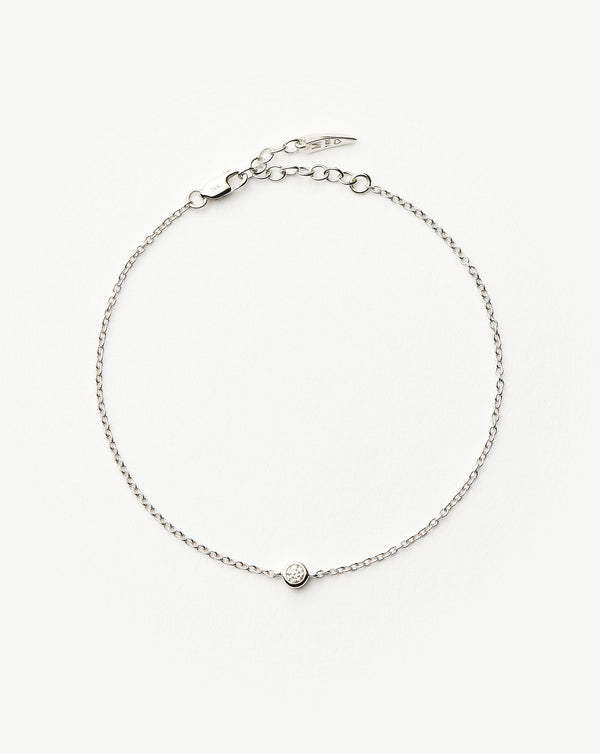 missoma 14ct Solid Gold Diamond Solitaire Bracelet | 14ct Solid White Gold/Diamond