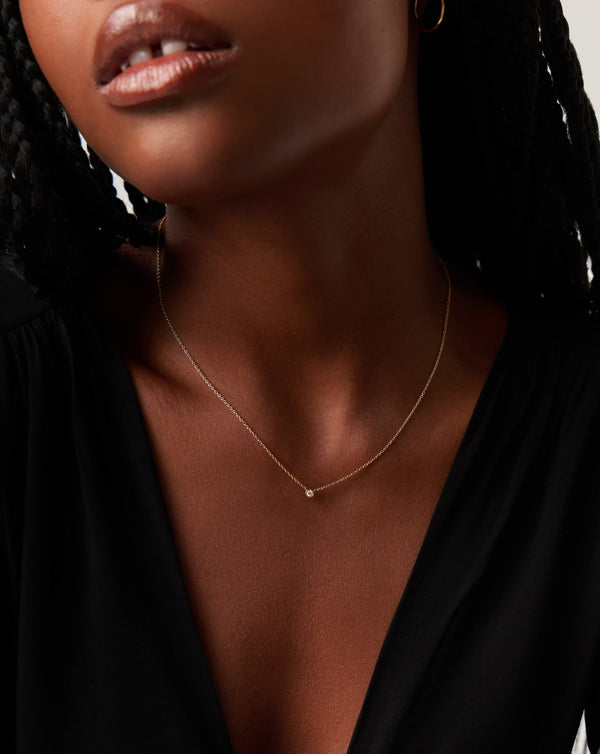 Missoma 14ct Solid Gold Diamond Solitaire Pendant Necklace