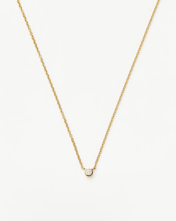 missoma 14ct Solid Gold Diamond Solitaire Pendant Necklace