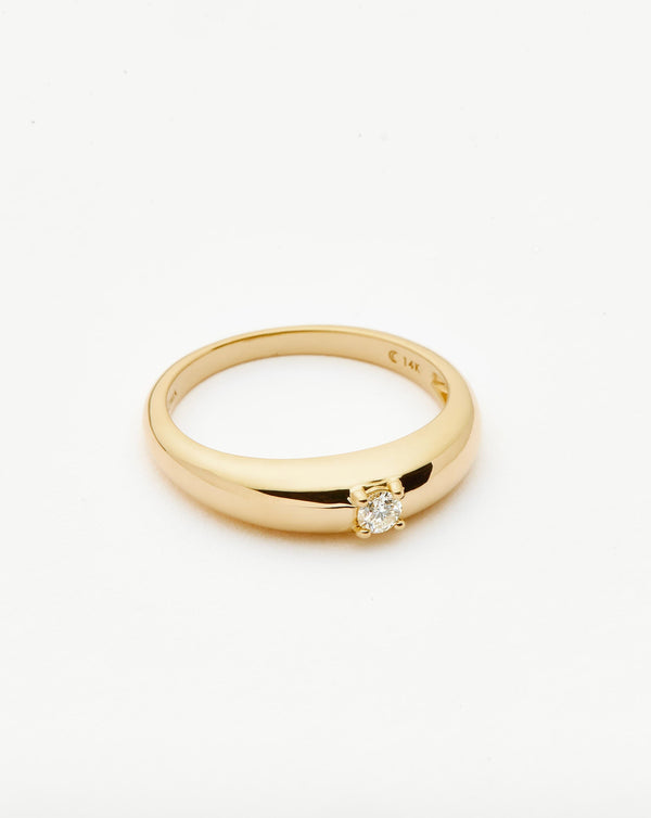 Missoma 14ct Solid Gold Single Diamond Classic Dome Ring