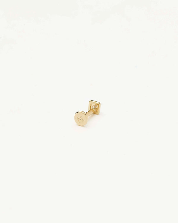 Missoma 14ct Solid Gold Square Solitaire Diamond Flat Back Stud Earring