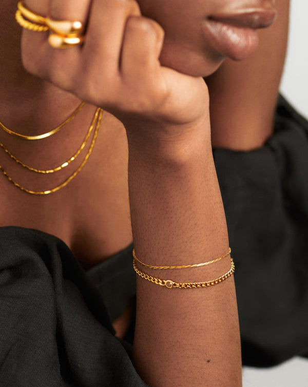 Missoma April Birthstone Chain Bracelet | 18ct Gold Vermeil/Crystal