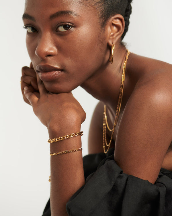 Missoma August Birthstone Chain Bracelet | 18ct Gold Vermeil/Peridot