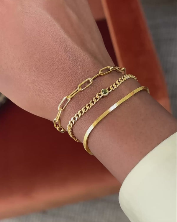 Missoma August Birthstone Chain Bracelet | 18ct Gold Vermeil/Peridot