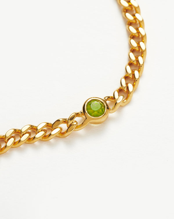 Missoma August Birthstone Chain Bracelet | 18ct Gold Vermeil/Peridot