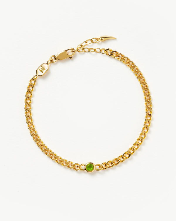 missoma August Birthstone Chain Bracelet | 18ct Gold Vermeil/Peridot