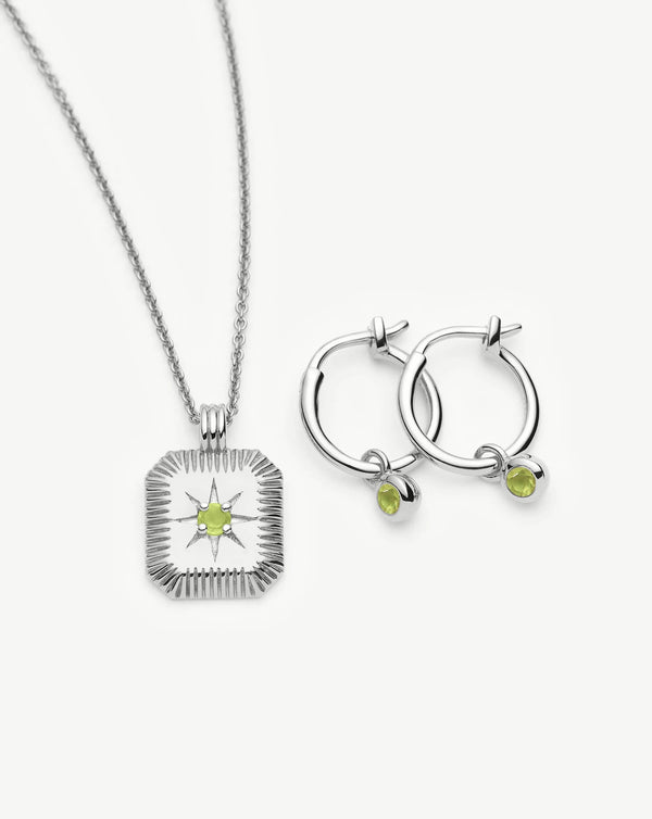 Missoma August Birthstone Necklace & Charm Earrings Set | Sterling Silver/Peridot Necklaces