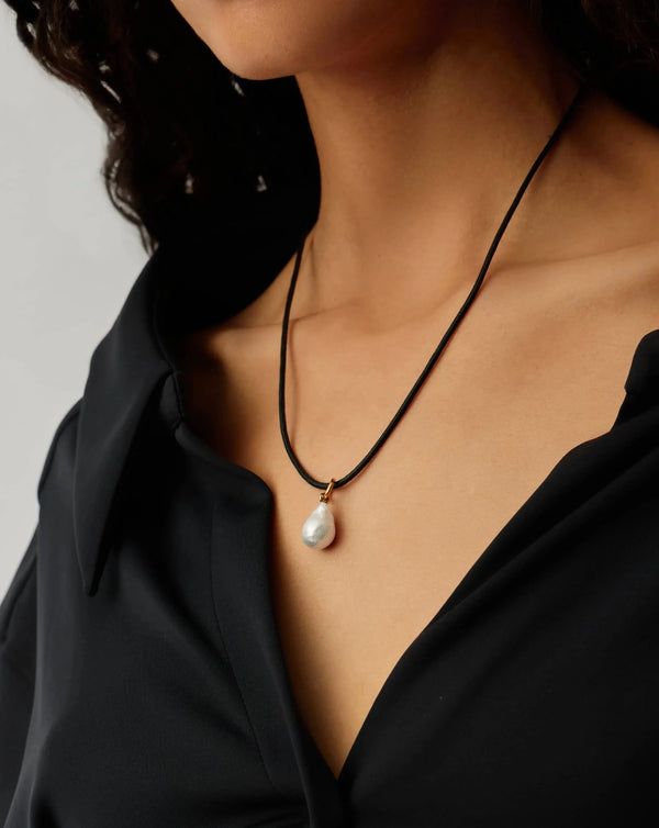 Missoma Baroque Pearl Cord Necklace | 18ct Gold Vermeil/Pearl
