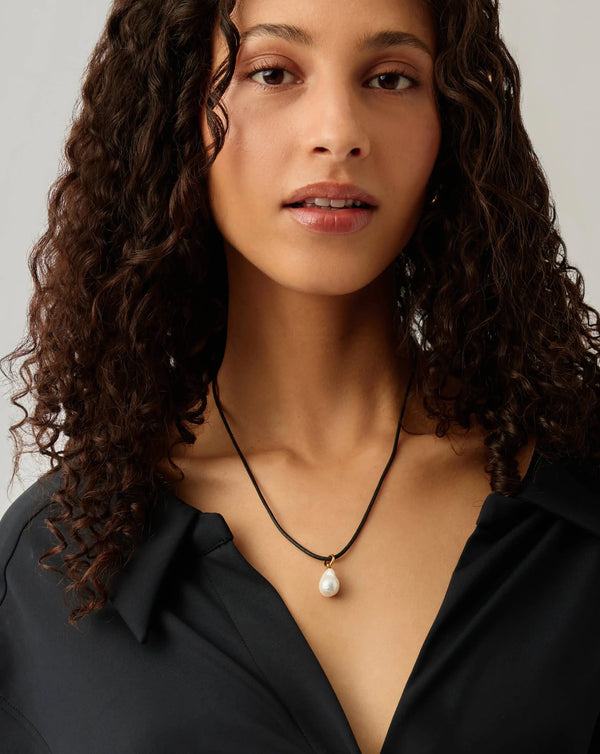 Missoma Baroque Pearl Cord Necklace | 18ct Gold Vermeil/Pearl