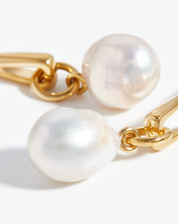 Missoma Baroque Pearl Twisted Drop Earrings | 18ct Gold Plated/Pearl