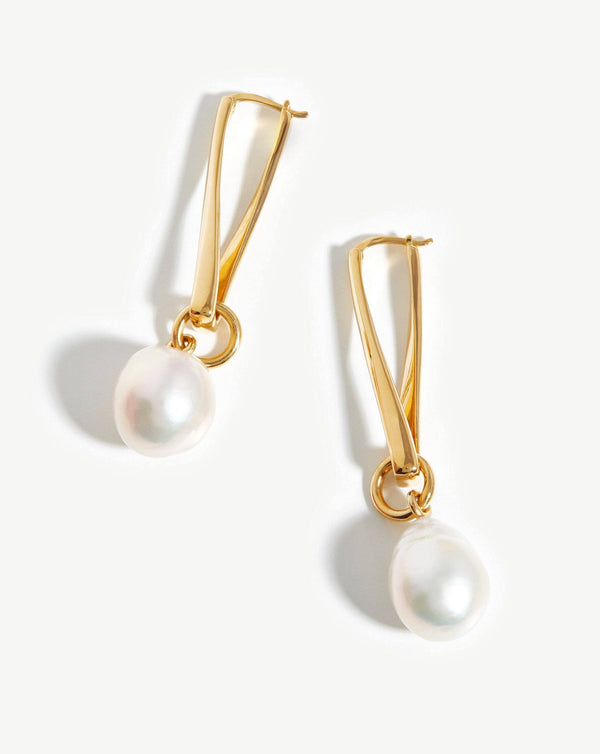 missoma Baroque Pearl Twisted Drop Earrings | 18ct Gold Plated/Pearl