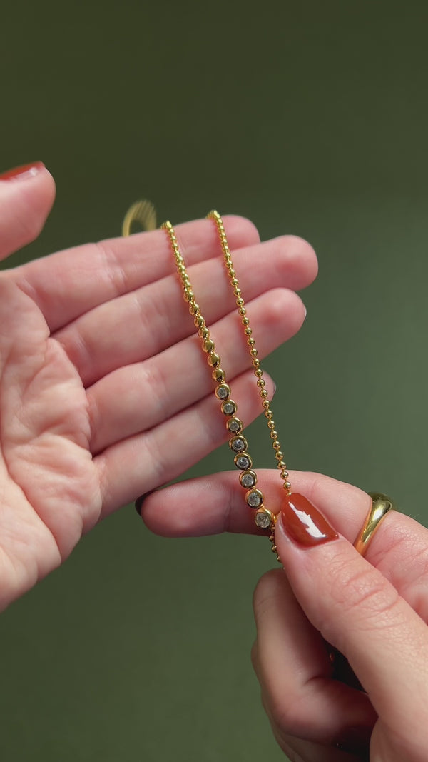 Missoma Beaded Stone Slider Lariat Necklace | 18ct Gold Vermeil/Cubic Zirconia